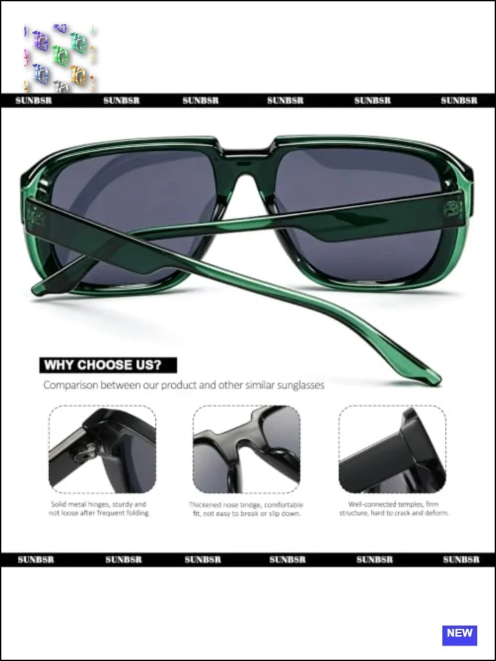 Oversized 90s Square Sunglasses UV400 Protection Vintage Trendy Shades Men Women